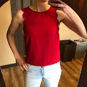 Red Scallop Sleeve Shirt